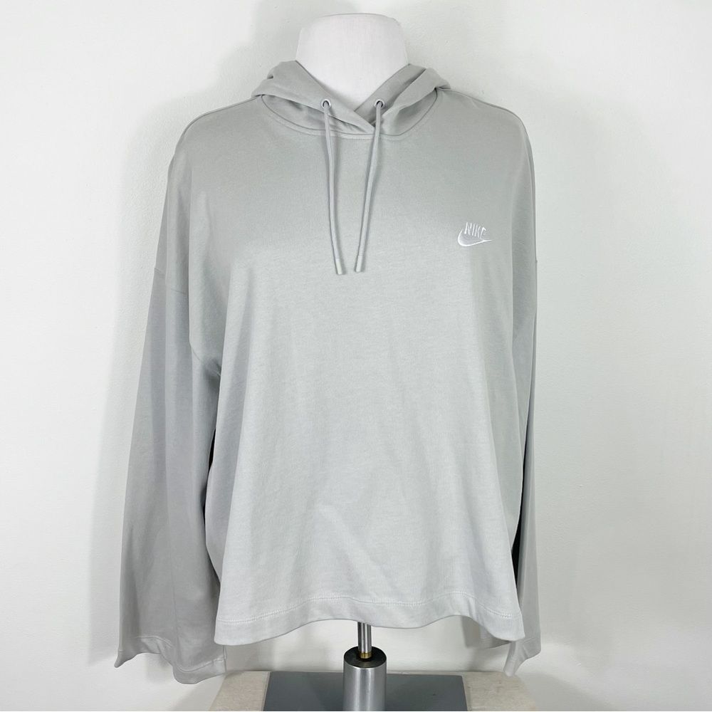 NWOT NIKE Gray Hoodie Pullover Sweatshirt Drawstring Wide Long Sleeve Size XXL